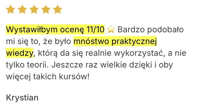 Opinia uczestnika programu Ready 4 AI 1