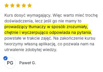 Opinia uczestnika programu Ready 4 AI 3